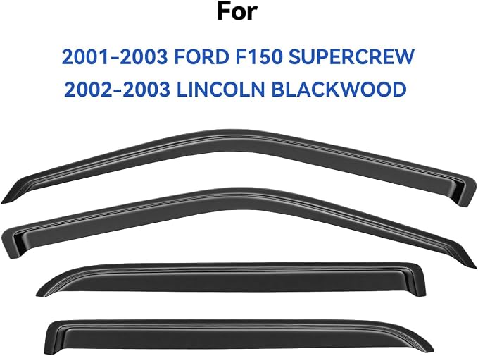 Window Visors Rain Guards for 2001 2002 2003 Ford F150 SuperCrew Cab, - Image 3