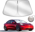 Upgraded Sunshade for Tesla Model 3/Y Windshield, Improved UV Protection Fabric by ChiranoBestValuableStuffs