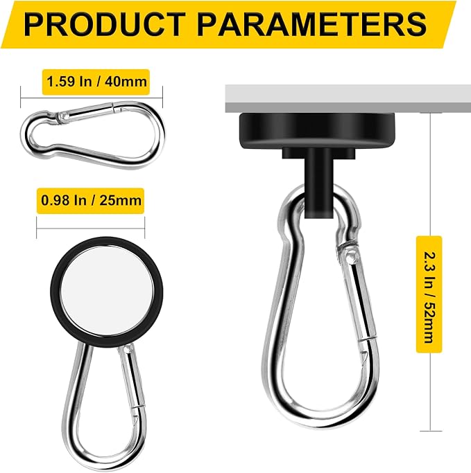 DIYMAG Black Magnetic Hooks, 70LBS Strong Heavy Duty Neodymium Magnet Magnetics - Image 2