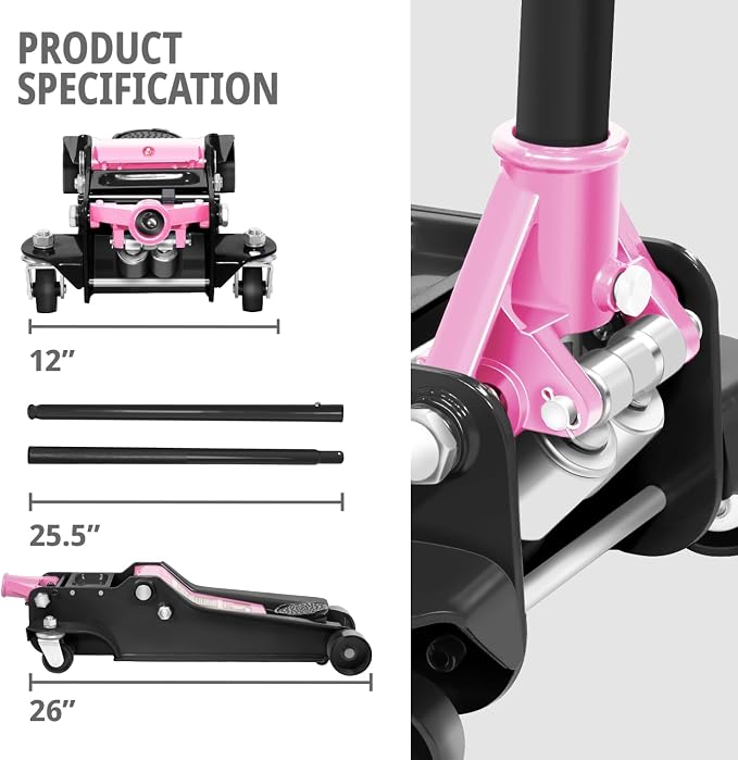 DNA MOTORING Floor Jack 4 Ton Capacity, Fast Lift Low Profile Hydraulic Trolley - Image 7