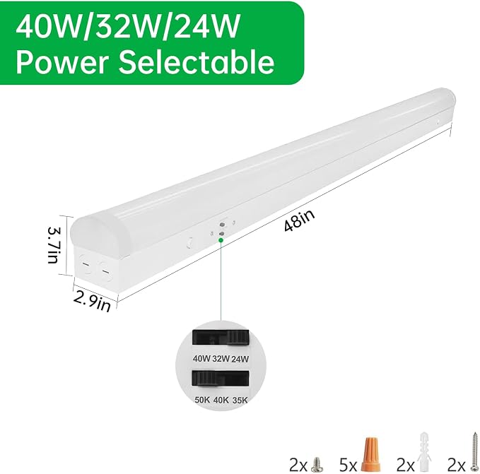 4FT LED Linear Strip Light Fixture, 4 Foot LED Shop Lights 40/32/24W - Image 4