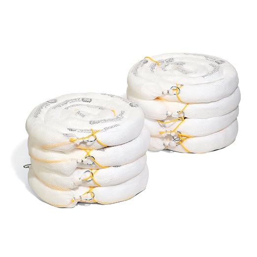 PIG Oil Boom - Oil-Only Absorbent Boom - 8 Pack - 3" x 10' Boom - Absorbs up to by NewPig