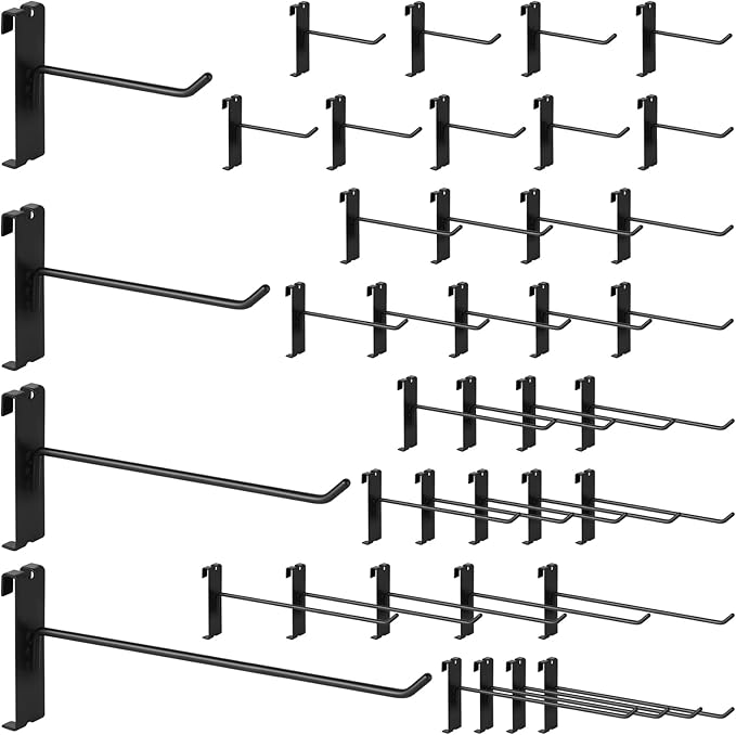 40Pcs 4" 6" 8" 10" Gridwall Display Hooks Assortment Set, Wire Diameter 5mm/ by Yauhar