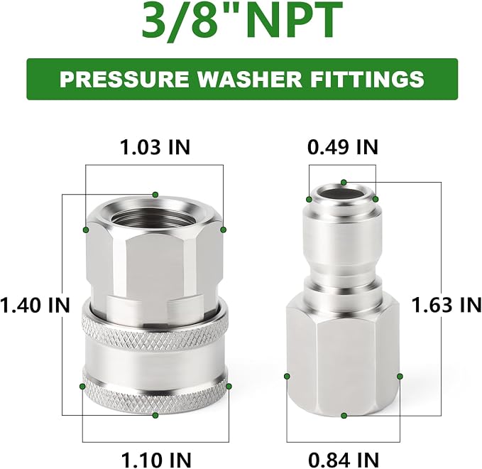 TAISHER 4PCS 304 Stainless Steel Pressure Washer Adapter Kit, Quick Connect - Image 2