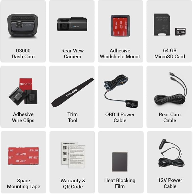 Thinkware 4K Dual Dash Cam, U3000 Front & Rear - Image 6