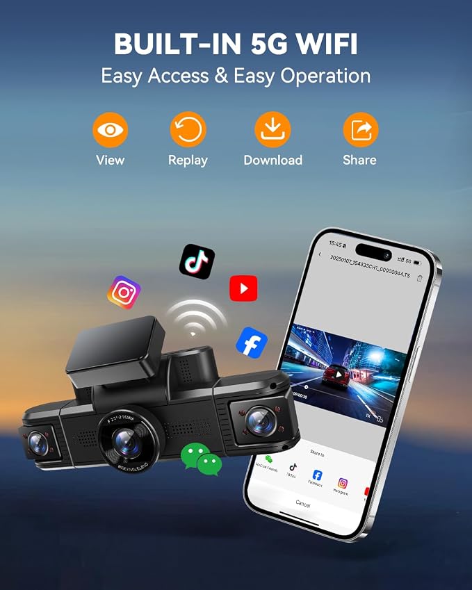 4 Channel Dash Cam 360° View, Front and Rear Inside Left Right, 2K Dash Camera - Image 6