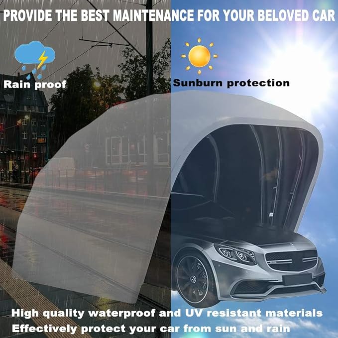 Heavy Duty Stainless Steel Carport, Retractable Car Awning, Semi-Automatic - Image 2