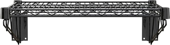 18" x 24" Black Epoxy Wire Wall Mount Shelf - Image 4