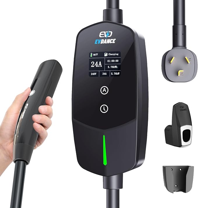 Level 2 EV Charger for Tesla, 24Amp 240V/25FT NEMA 10-30 Plug, 25FT Cable for by EVDANCE
