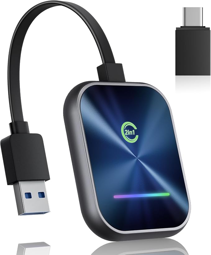Wireless CarPlay Adapter for iPhone, 2 in 1 Wireless CarPlay and Android Auto by KUKIHO