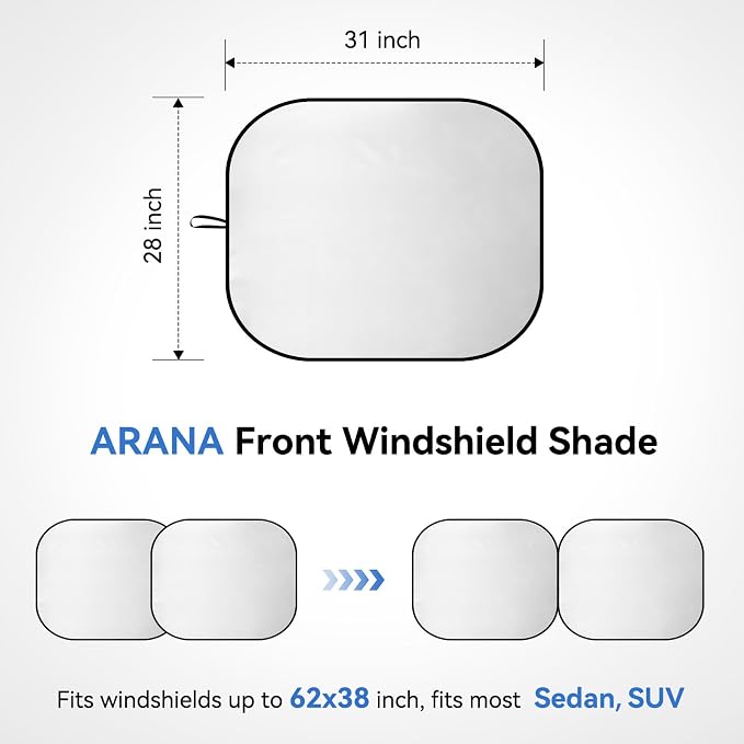 ARANA Car Windshield Sun Shade 2 Piece丨240T Thickened Front Window Sunshades - Image 2