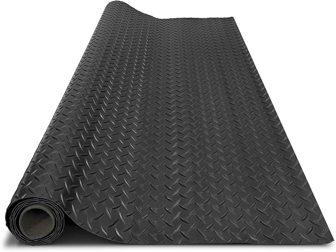 4x6 FT Garage Floor Mat, 2.8mm Thickened Flooring Roll Diamond Plate PVC Rubber by GrandroadAuto