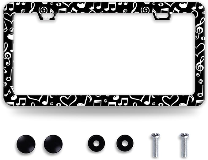 Music Note License Plate Frame Funny Musical License Plate Frames Stainless by BRAGHRTED