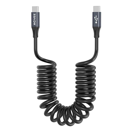 AGVEE 2 Pack 5ft Coiled Short USB-C to USB-C Charging Cable 60W PD Fast Charger by AGVEE