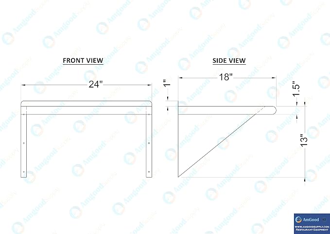 AmGood 24" Long X 18" Deep Stainless Steel Wall Shelf | NSF Certified | - Image 5