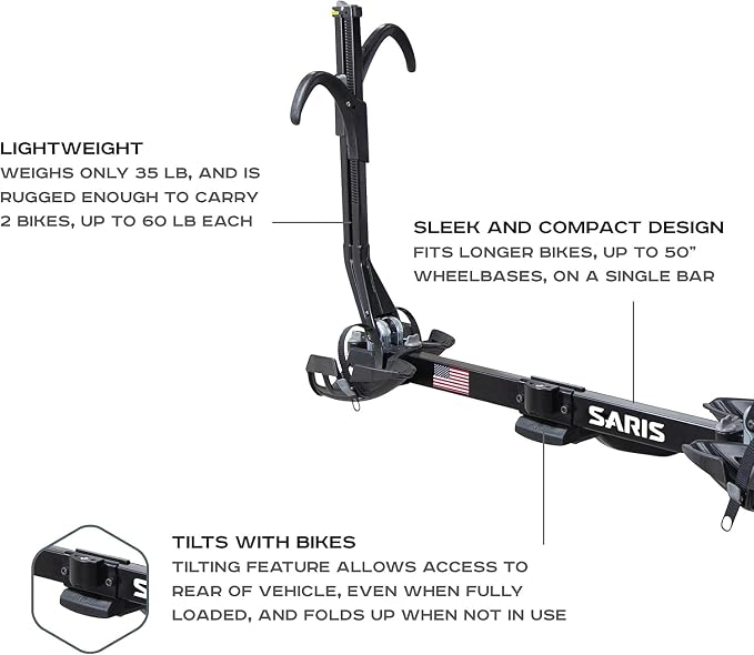 Saris SuperClamp EX 2-Bike Hitch Rack – Lightweight Platform Bike Carrier - Image 2