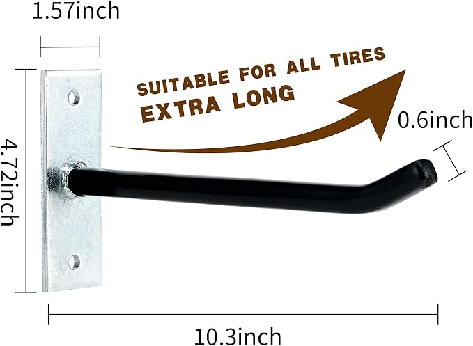 Sinoer 4PCS Garage Hooks Tire Storage System, Wall Mount Hooks - Image 4