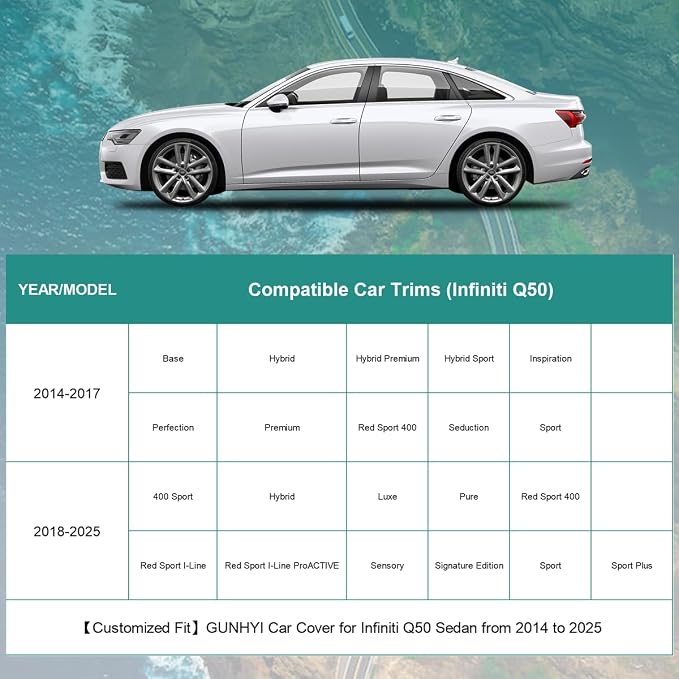 Premium Car Cover Custom Fit Infiniti Q50 Sedan, 16 Layers Heavy Duty Car Cover - Image 5