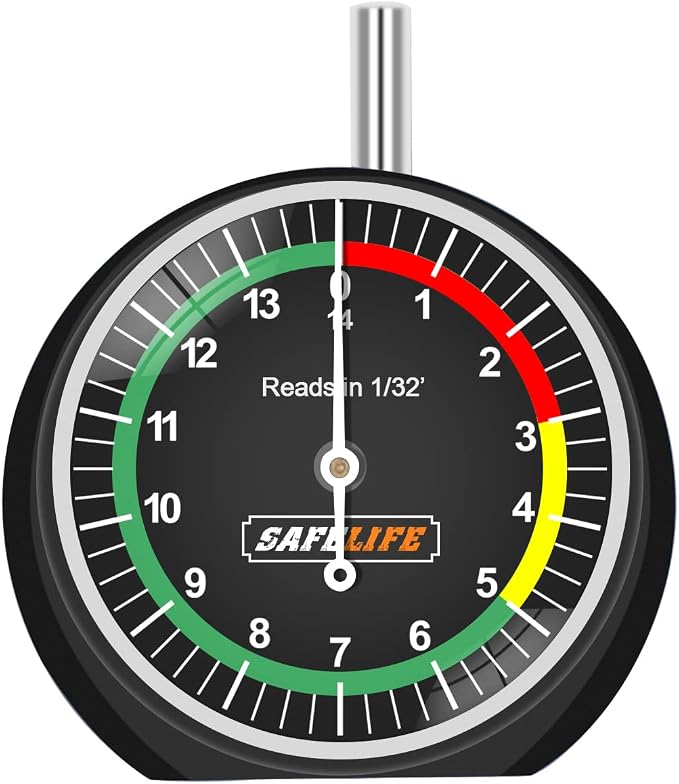 SAFELIFE Tire Tread Depth Gauge, Dial Type Tire Tread Depth Gauge Professional by SAFELIFE