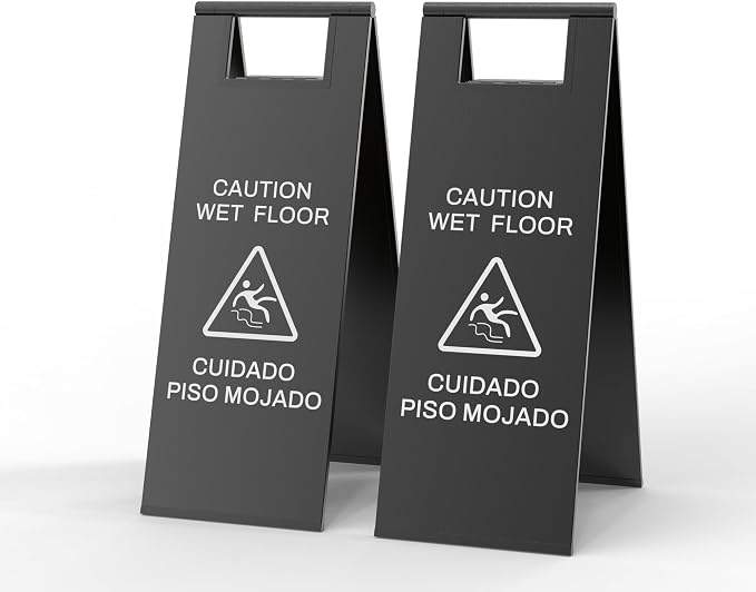 Stainless Steel Wet Floor Sign 2 Pack, 24 Inch Double-Sided Foldable Caution by CrazyAnt