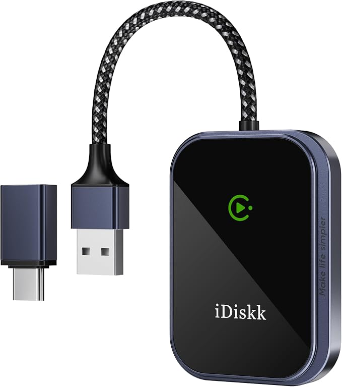 Wireless CarPlay Adapter for iPhone and iOS 10+, 2025 Upgraded No Latency by iDiskkDirect