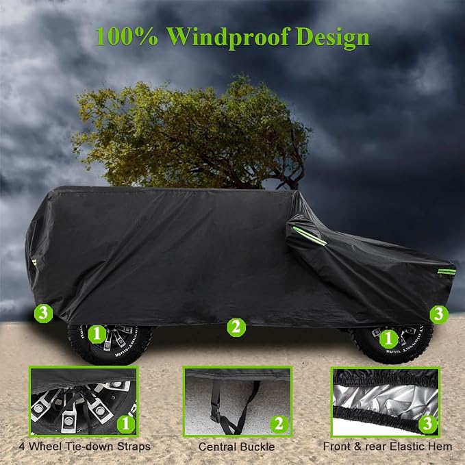 Waterproof Cover for Jeep Wrangler JK JL CJ YJ TJ 2 Door 1987-2023 Outdoor Sun - Image 4