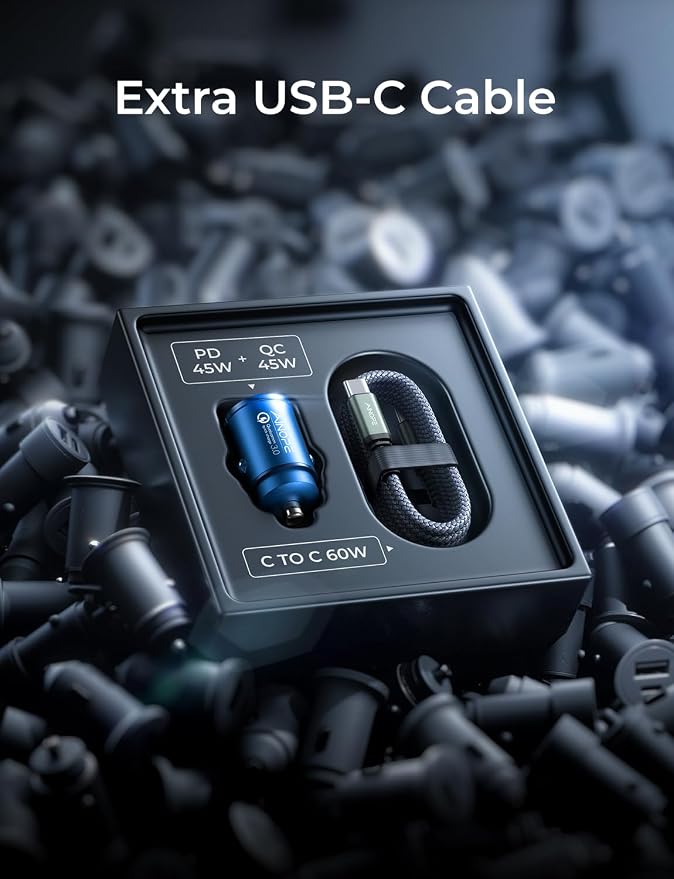 AINOPE 90W Super Fast Car Charger, Invisible USB C 45W Car Charger Fast - Image 6