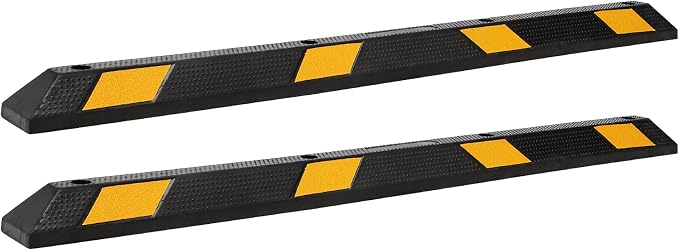 2-Pack 72" Rubber Parking Curb, Heavy Duty Long Garage Floor Wheel Stopper by Garvee