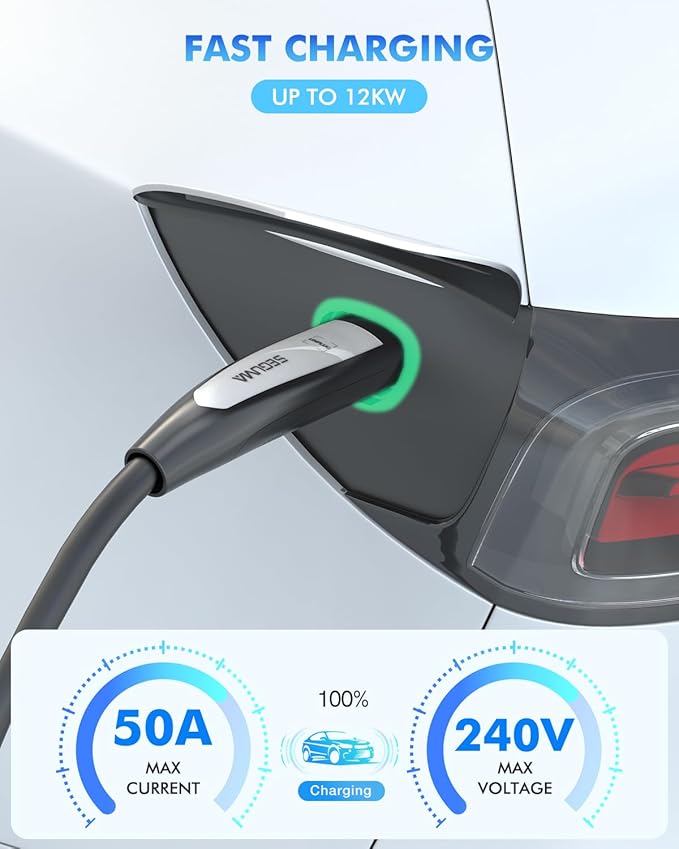 EV Charger Extension Cable for Tesla Charger, 50Amp 21ft Max 240V 12kW - Image 2