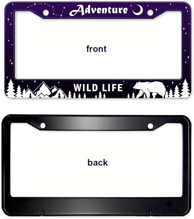 Adventure Awaist License Plate Frame, Mountains Forest Bear Tag Plate Frame - Image 8