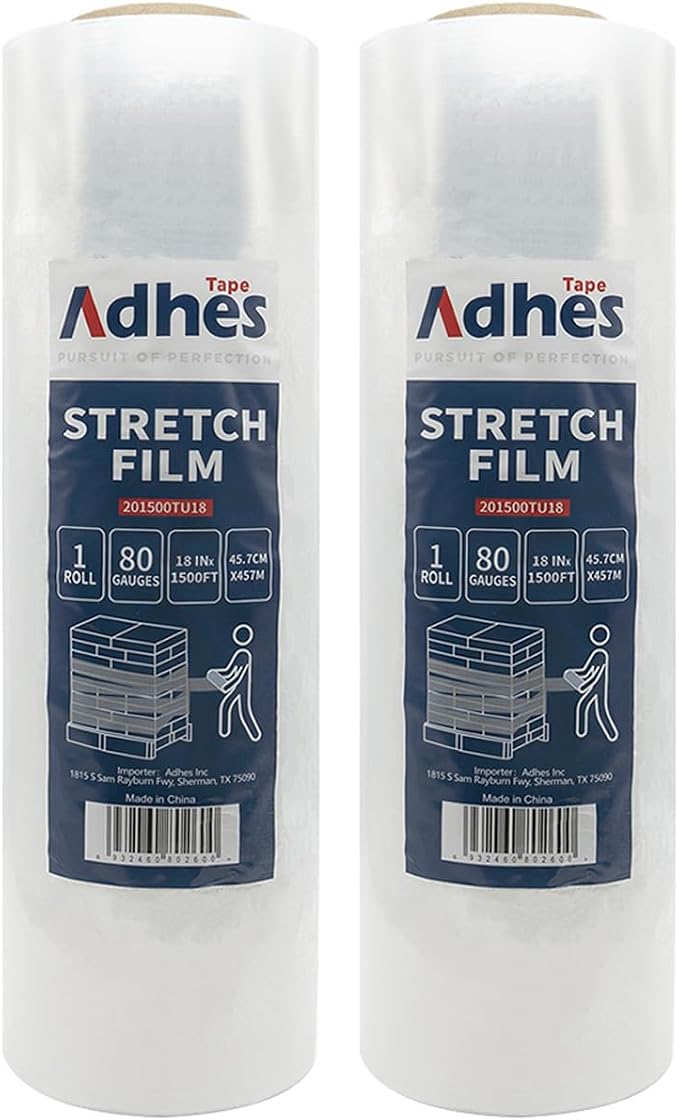 ADHES Heavy Duty Shrink Wrap Roll, 18 Inch x 1500 Feet, 80 Gauge Industrial by ADHESTAPEPERSUITOFPERFECTION