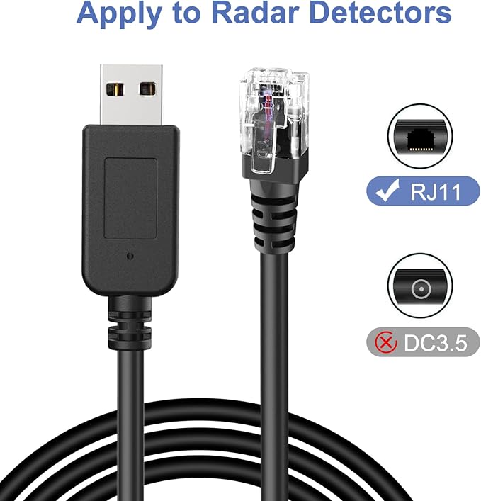 Radar Detector Power Cable, USB to RJ11 DC3.5 Cable, Replacement Radar - Image 4