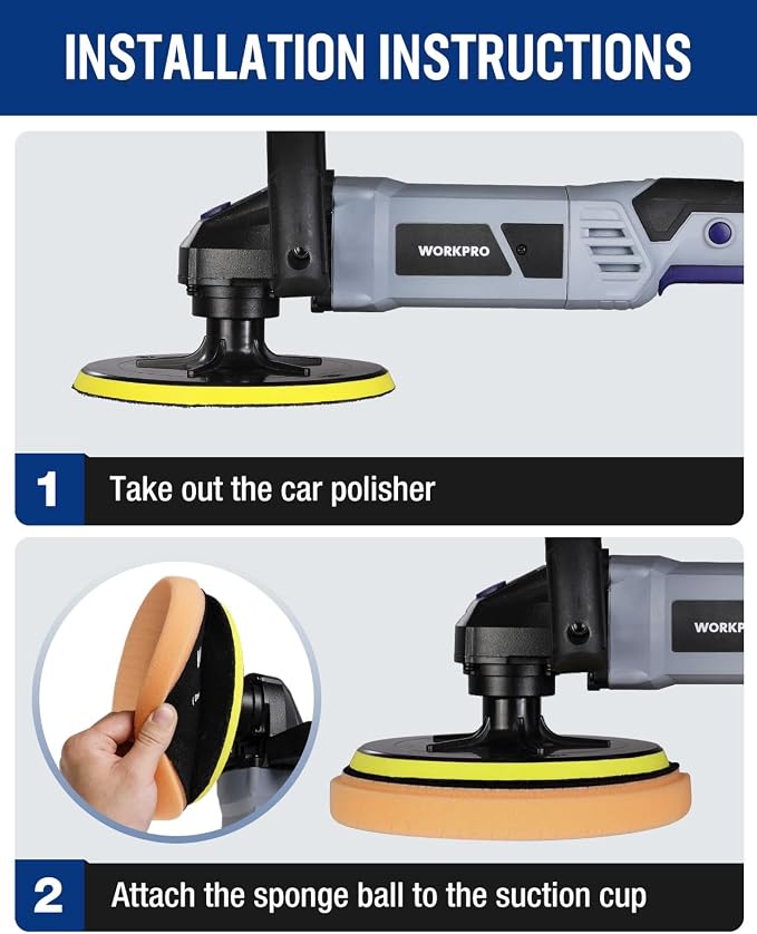 WORKPRO 7.5 Inch Buffing Sponge Pads, Cutting Polishing Pad Kit - Image 7
