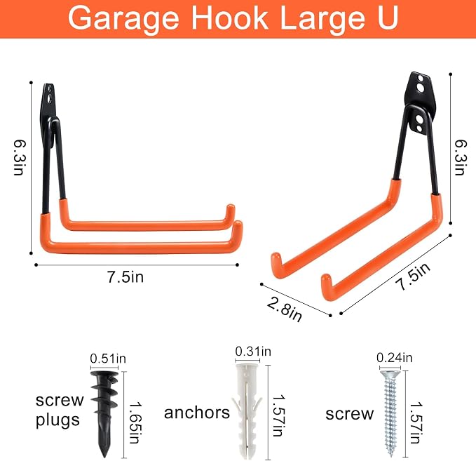 AOBEN Garage Hooks Heavy Duty, Steel Garage Storage Hooks, Utility Tool Hangers - Image 2