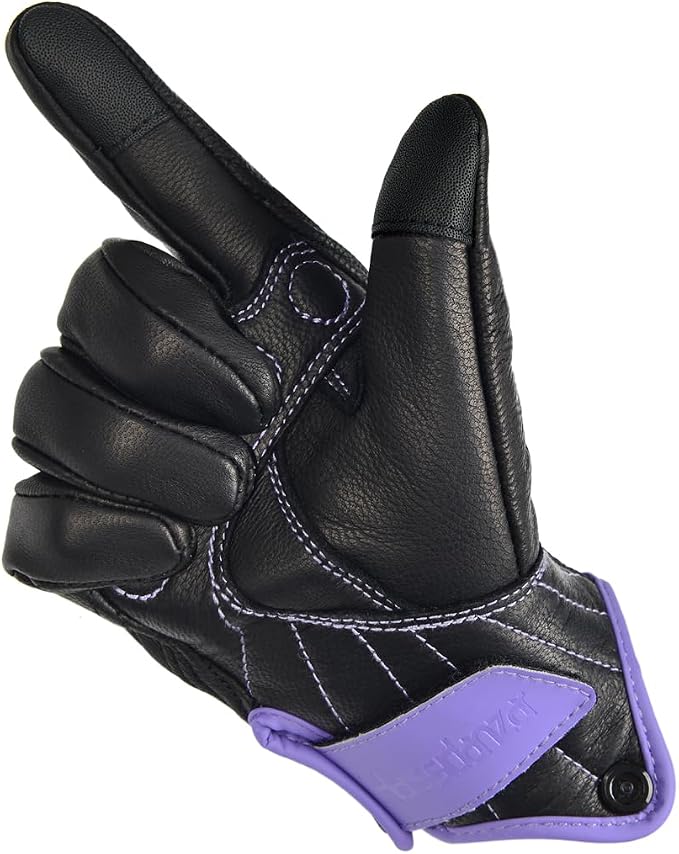 Harssidanzar Women's Motorcycle Gloves, Leather Motorcycle Gloves, Motorbike - Image 5