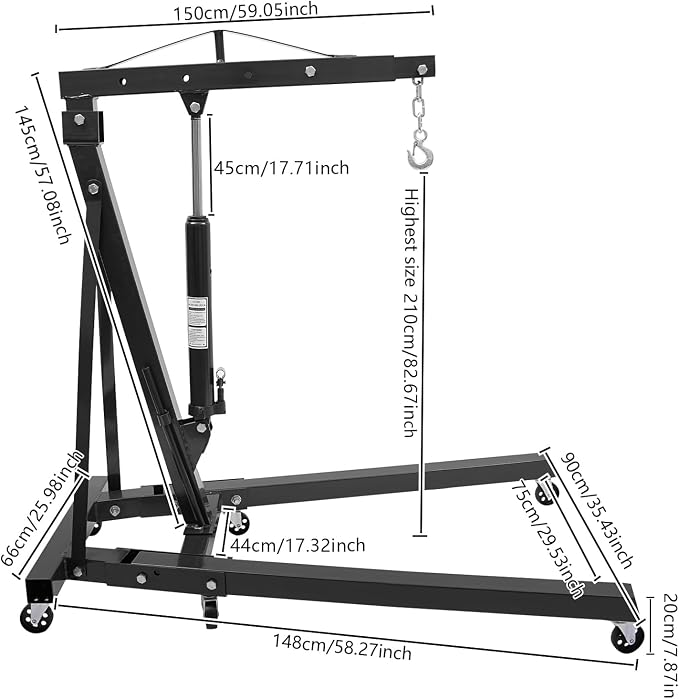 2 Ton Engine Hoist Foldable Engine Crane Cherry Picker Engine Hoist - Image 2