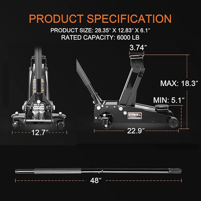 3 Ton Floor Jack Hydraulic Jack - Image 5