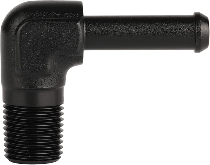 1/8 NPT Male to 1/4" Hose Barb Fitting Adapter 90 Degree Elbow Aluminum Black - Image 3