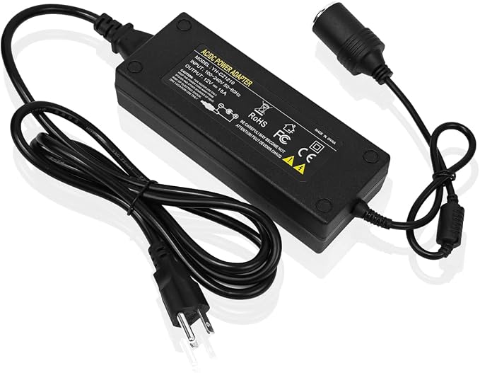 180W AC to DC Converter, 100V ~ 240V to 12V 15A Car Cigarette Lighter Socket by SUNMEG