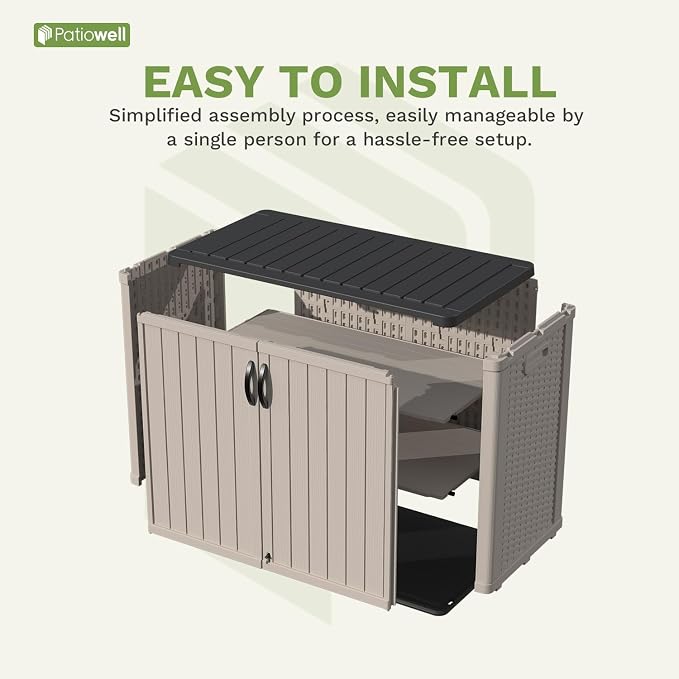 Patiowell 26 cu.ft Plastic Outdoor Storage Shed, Lockable Waterproof Resin - Image 3