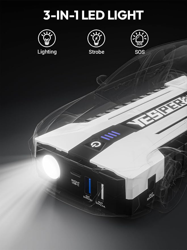 YESPER Battery Jump Starter Portable, 3000A Booster Pack Jump Box - Image 7