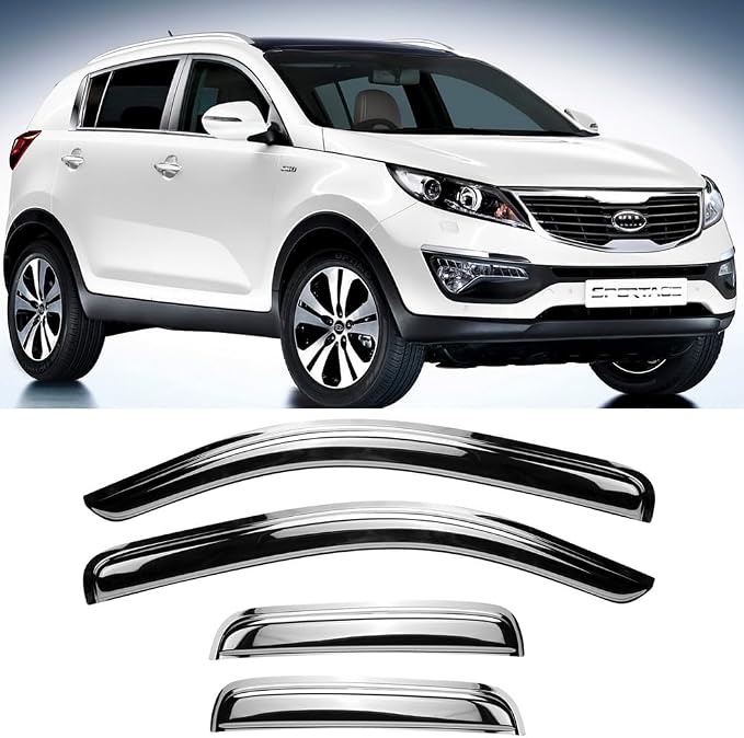 Chrome Side Window Visor Wind Vent Deflector fit by Puermto