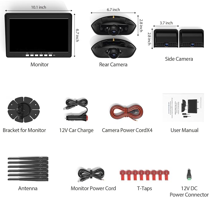 10.1" RV Backup Camera Wireless System Plug and Play, Pre-Wired - Image 8