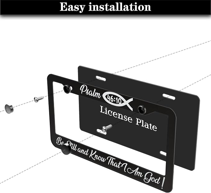 License Plate Frames Black and White License Plate Frame Psalm 46:10 Be Still - Image 7