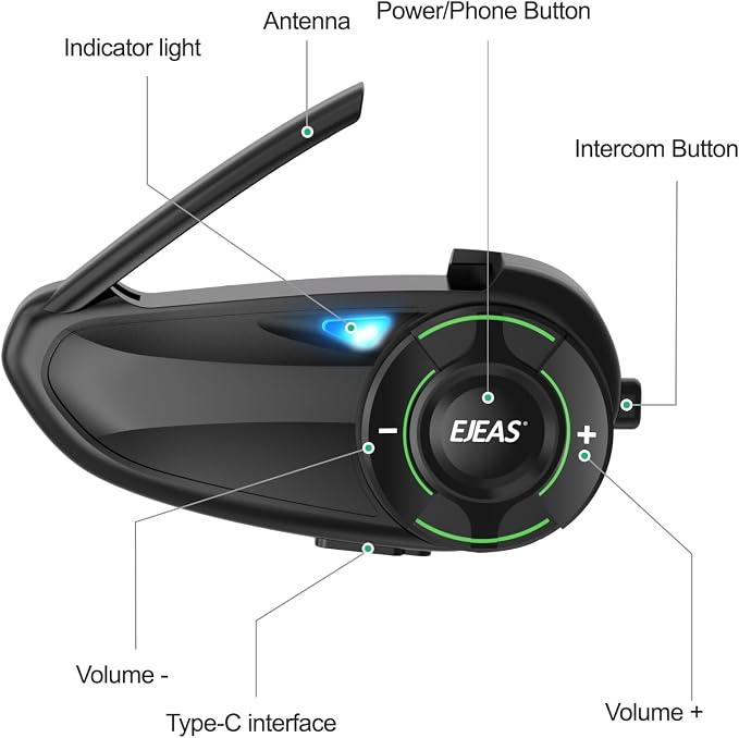 SolaMr Q8 Motorcycle Helmet Bluetooth Intercom Headset, 230hours Standby - Image 9