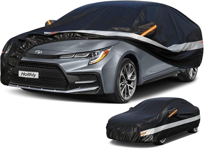 10 Layers Car Cover Custom Fit for Toyota Corolla Sedan Waterproof All Weather by Holthly