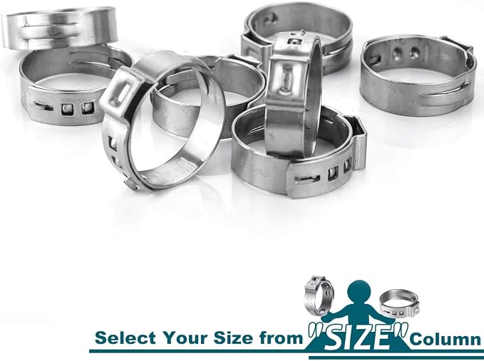 LOKMAN 50 Pack 3/8 Inch PEX Cinch Clamps, Stainless Steel Cinch Crimp Rings - Image 3