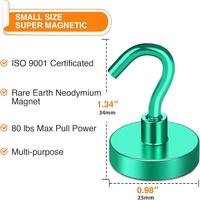 MIKEDE Magnetic Hooks Heavy Duty, 80LB Strong Magnet - Image 3