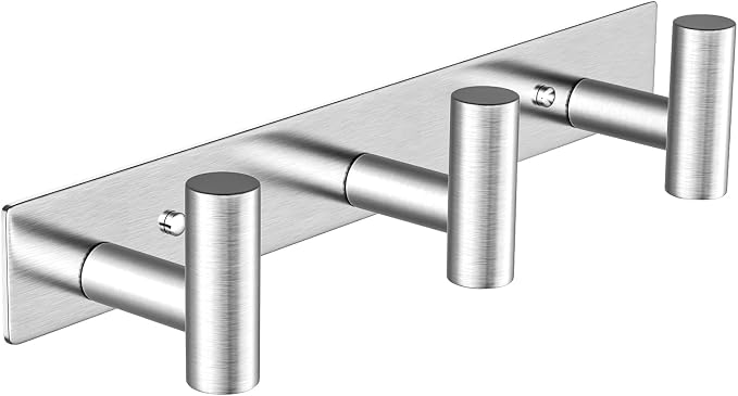 Wall Mounted Coat Rack-3 Hooks, Heavy Duty Stainless Steel Hook Rail by VINHOLD