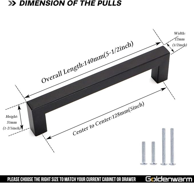 goldenwarm 200 Pack 5 Inch Black Cabinet Handles - Image 2
